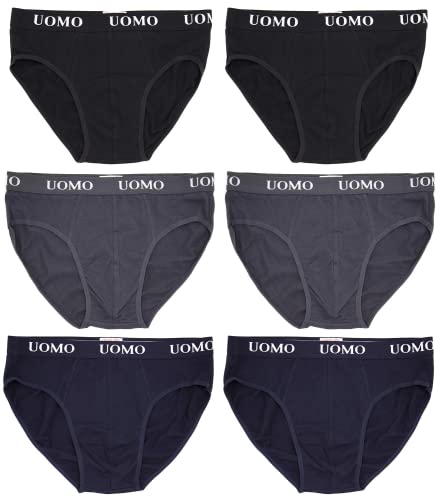 Poligono Slip Herren, Unterhosen Männer, Unterwäsche aus Baumwolle, 6er-Pack, Mehrfarbig, 2 Schwarz, 2 Grau, 2 Blau, X-Large von Poligono