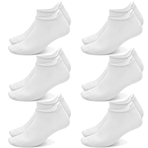 Poligono Sportsocken für Herren und Damen, kurze Anti-Blasen-Sneaker Socken, Weiche Baumwoll Knöchelsocken, Atmungsaktive Socken,Weiß 6 Paare,47-50 von Poligono