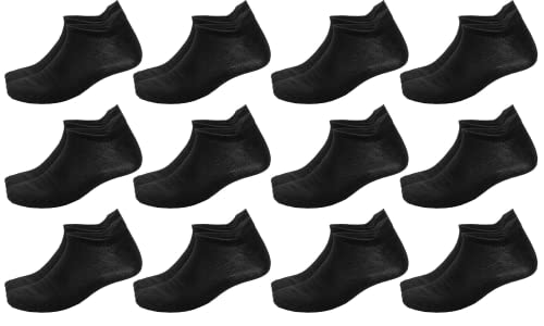 Poligono Sportsocken für Herren und Damen, kurze Anti-Blasen-Sneaker Socken, weiche Baumwoll-Knöchelsocken, Atmungsaktive Socken, ideal für Gymnastik, Fitness, Laufen,(12er-pack),Schwarz,35-40 von Poligono