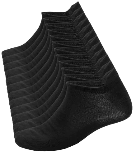 Poligono Sportsocken für Herren und Damen, kurze Anti-Blasen-Sneaker Socken, weiche Baumwoll-Knöchelsocken, Atmungsaktive Socken, ideal für Gymnastik, Fitness, Laufen,(6er-pack) Schwarz,35-40 von Poligono