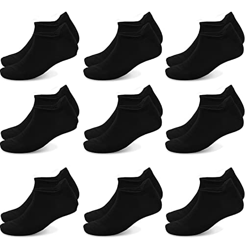 Poligono Sportsocken für Herren und Damen, kurze Anti-Blasen-Sneaker Socken, weiche Baumwoll-Knöchelsocken, Atmungsaktive Socken, ideal für Gymnastik, Fitness, Laufen,(9er-pack) Schwarz,35-40 von Poligono