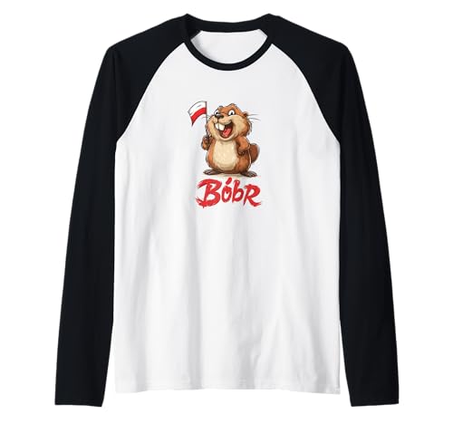 Schöner Biber mit Polen-Flagge für Bóbr Erwachsene und Kinder Raglan von Polish Bóbr Outfit