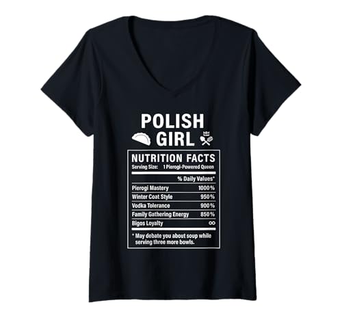 Damen Lustiges polnisches Mädchen, stolze Frauen mit polnischen Wurzeln T-Shirt mit V-Ausschnitt von Polish Culture Gifts for Polish Women