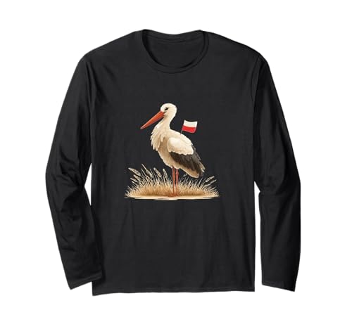 Lustiger Storch in polnischen Farben für Jungen und Mädchen Langarmshirt von Polish Stork Outfit