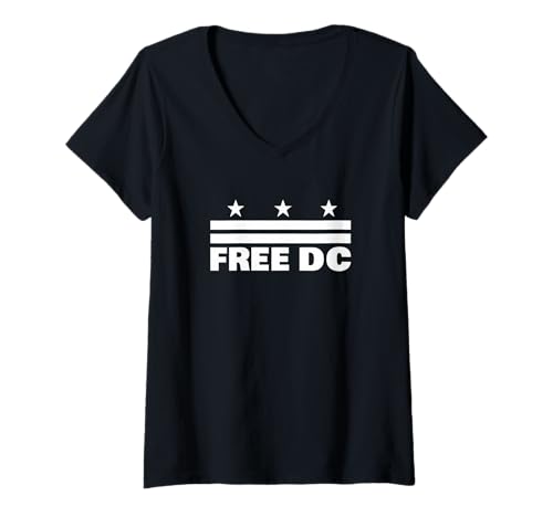 Damen Free DC - Resist Federal Overreach Protest T-Shirt mit V-Ausschnitt von Political Protest Apparel