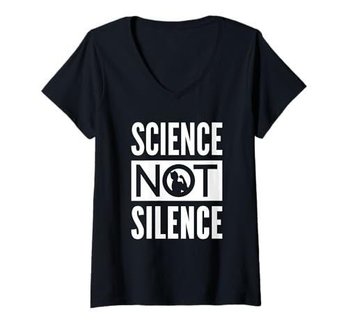Damen Science NOT Silence Feminismus Ikone Rosie The Riveter T-Shirt mit V-Ausschnitt Damen Science NOT Silence Feminismus Ikone Rosie The Riveter T-Shirt mit V-Ausschnitt von Politischer Protest Sarkasmus-Designs von DefyTee