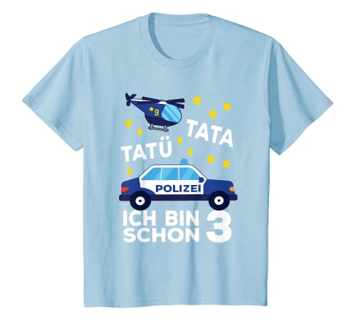 Kinder Polizeiauto Tatü Tata Ich bin 3 Polizei Geburtstag T-Shirt von Polizei Ich bin schon 3 Junge Polizei Geschenke