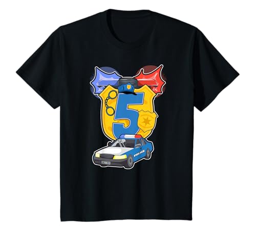 Polizei Kinder 5.Geburtstag 5 Jahre Polizist Auto Kostüm T-Shirt von Polizei Kostüm Kinder Geburtstag T-shirt