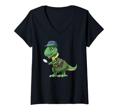 Damen Polizei Kriminalpolizei Detektiv T-Rex T-Shirt mit V-Ausschnitt Damen Polizei Kriminalpolizei Detektiv T-Rex T-Shirt mit V-Ausschnitt von Polizei Kriminalpolizei Shirt Männer
