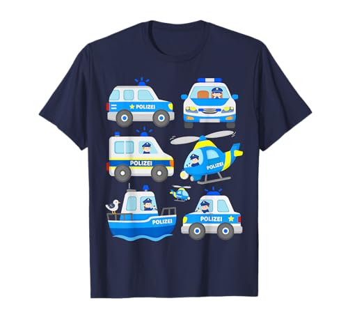 Polizeiauto Kinder Polizisten Hubschrauber Jungen Polizei T-Shirt Polizeiauto Kinder Polizisten Hubschrauber Jungen Polizei T-Shirt von Polizeifahrzeug Designs für Kinder