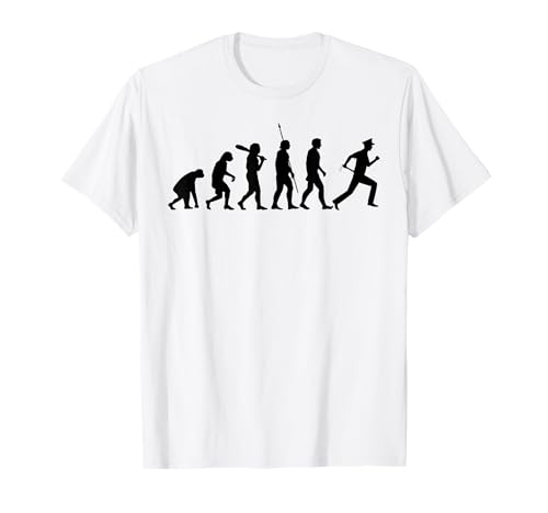 Polizist Beamter Geschenkidee Evolution Kommisar - Herren T-Shirt, Weiß, S - Polizei-Thema Evolution Motiv V-Ausschnitt Kurzarm Klassisch von Polizist Beamter Geschenkidee Evolution Kommisar