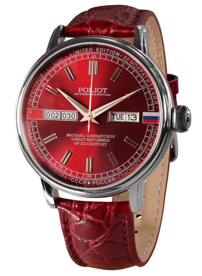 Poljot International Automatikuhr Herrenuhr Automatik Gorbatchov Rot LE von Poljot International