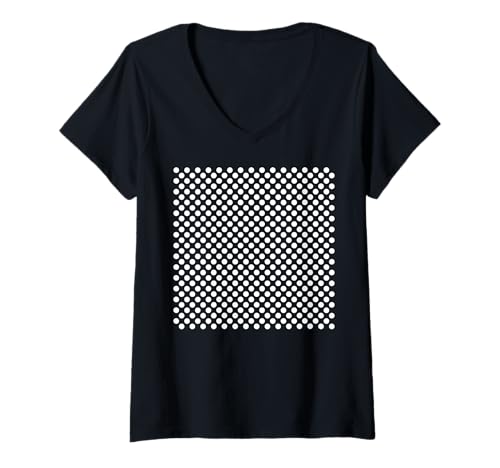 Damen Polka Dots Schwarz und Weiß für Frauen Mädchen gepunktet T-Shirt mit V-Ausschnitt von Polka Dot Gifts by Art Like Wow