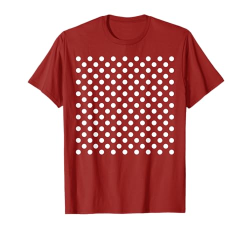 Polka Dots dunkelrot und weiß für Frauen Mädchen gepunktet T-Shirt von Polka Dot Gifts by Art Like Wow