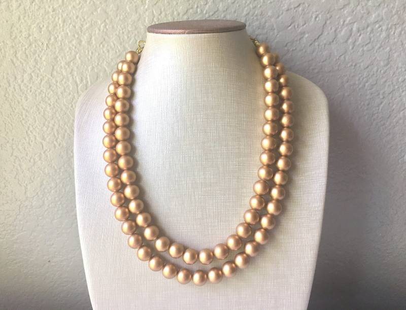 Chunky Statement Halskette - 2 Strang Gold Kugel von PolkaDotDrawer