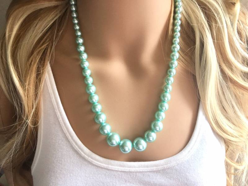 Einzelstrang Rotkehlchen Ei Chunky Halskette & Ohrringe, Schmuck, Geschenke Für Frauen, Lätzchen Perlenkette, Perlenschmuck von PolkaDotDrawer