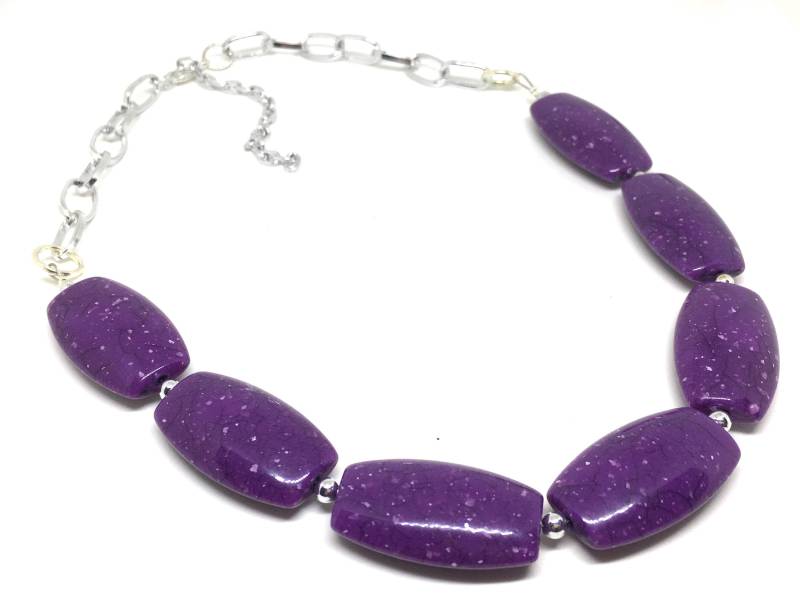 Lila Statement Halskette & Ohrringe, Dunkel Lila Schmuck, Ihre Wahl Gold Oder Silber, Lätzchen Halskette, Sommersprossen von PolkaDotDrawer