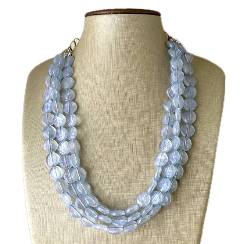 Periwinkle Transcendent Statement Halskette, Blauer Schmuck, Babyblaue, Klobige Lila Durchscheinender Heller Perlenschmuck von PolkaDotDrawer