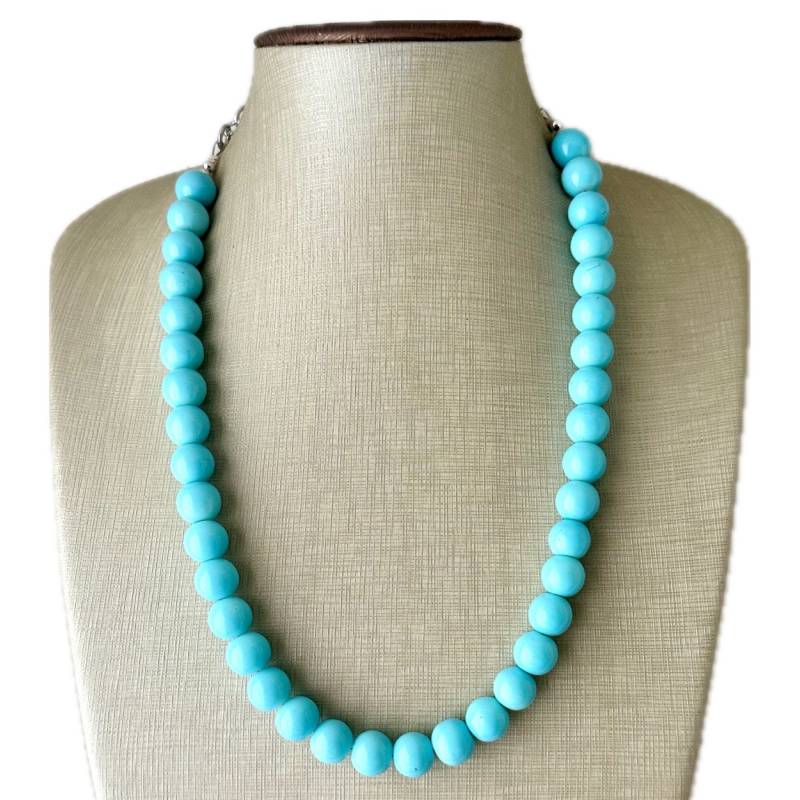 Robin's Egg Blue Einzelstrang-Halskette, Perlenschmuck Aus Glasperlen, Hellblaue Aquafarbene Perlenkette, Babyblaues Statement von PolkaDotDrawer