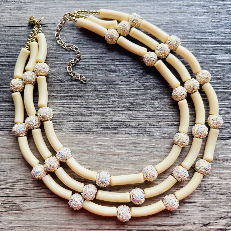 Zucker Kekse & Streusel Halskette, Gelb Creme Champagner Statement Perlen Jeden Tag Weihnachtsschmuck, Lätzchen Harz von PolkaDotDrawer
