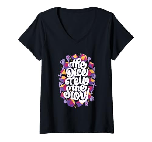 Damen Die Würfel erzählen die Geschichte Süßer RPG-Spieler T-Shirt mit V-Ausschnitt Damen Die Würfel erzählen die Geschichte Süßer RPG-Spieler T-Shirt mit V-Ausschnitt von Pollia Design