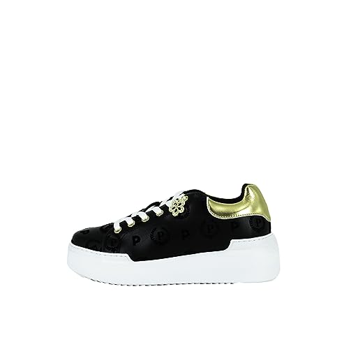 Pollini Damenschuhe, Modell Sneakers hoch TA15414G0HQ29, aus Kunstleder., Schwarz Gold, 38 EU von Pollini