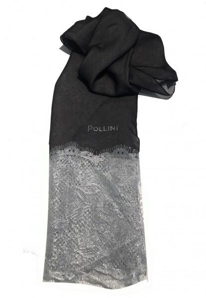 Pollini - Pollini Seidentuch mit Spitze, Grau von Pollini