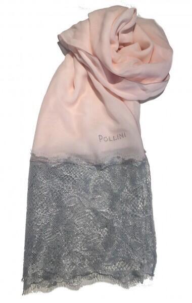 Pollini - Pollini Seidentuch mit Spitze, Rosa von Pollini