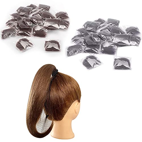 Polly Online 20 Stück Haarnetze für Frauen Brötchen, unsichtbare Haarnetze Elastic Edge Mesh（Schwarz+Kaffee） von Polly Online