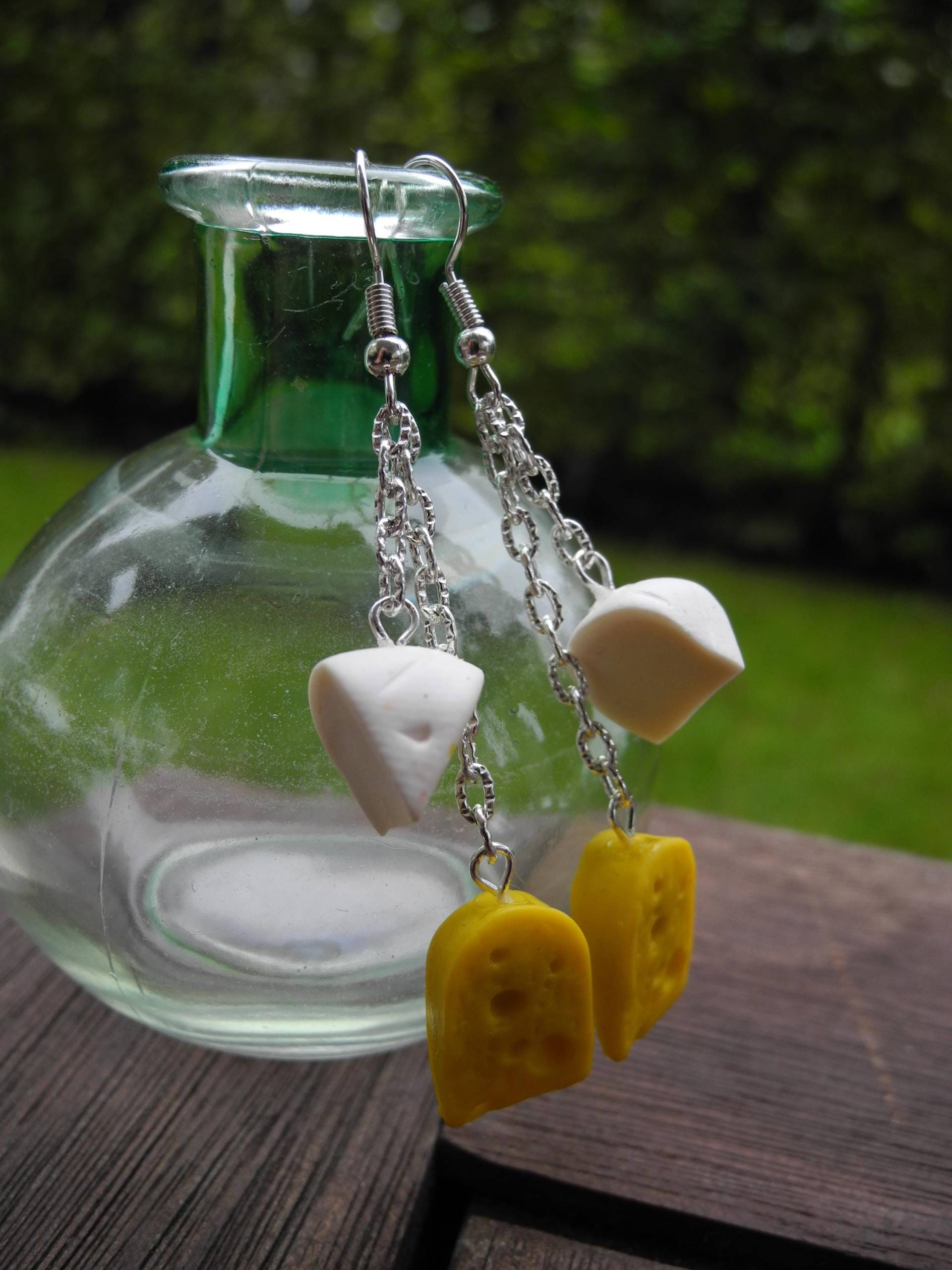 2 Käse-Sorten - Hängeohrringe Aus Fimo Hand Made von PollyAndMore