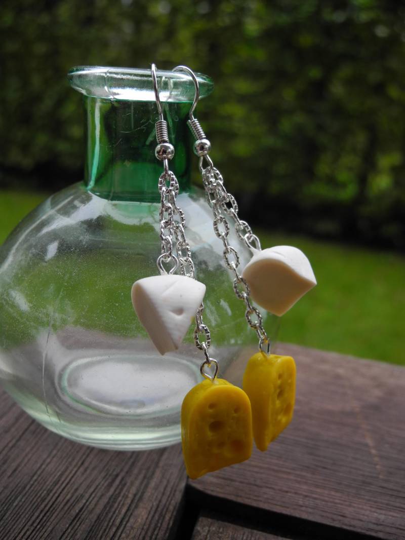 2 Käse-Sorten - Hängeohrringe Aus Fimo Hand Made von PollyAndMore