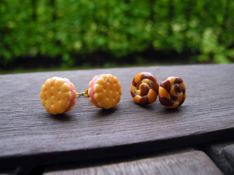 2Er Set Kekse - Ohrstecker Aus Fimo Hand Made von PollyAndMore