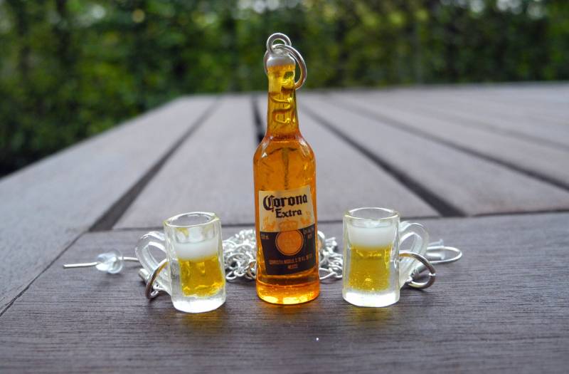 Bier-Ohrringe & Kette - Hängeohrringe Aus Fimo Hand Made von PollyAndMore