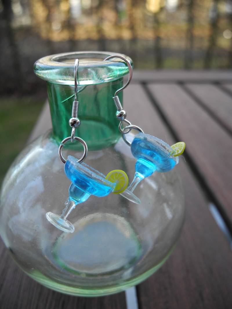 Blue Longdrink - Hängeohrringe Aus Fimo Hand Made von PollyAndMore