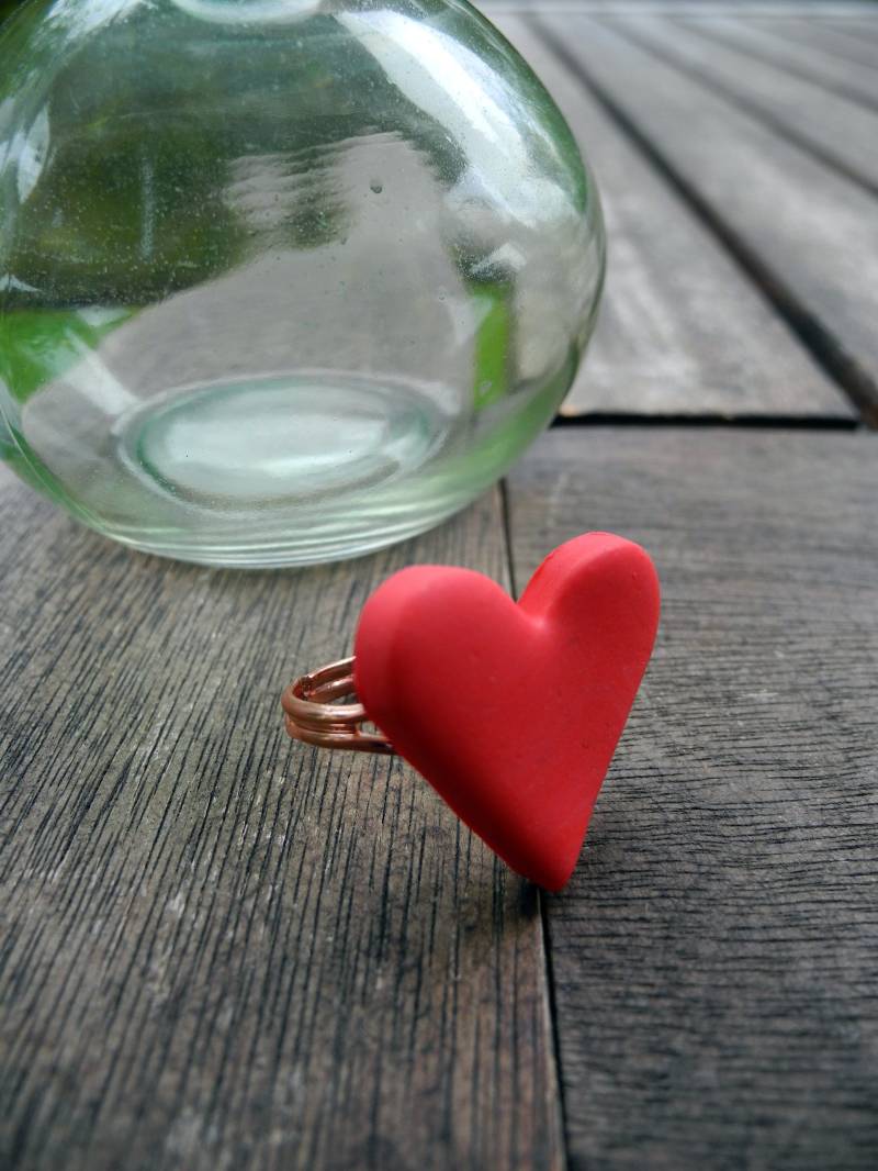 Eleganter Herz-Ring Aus Fimo - Hand Made von PollyAndMore