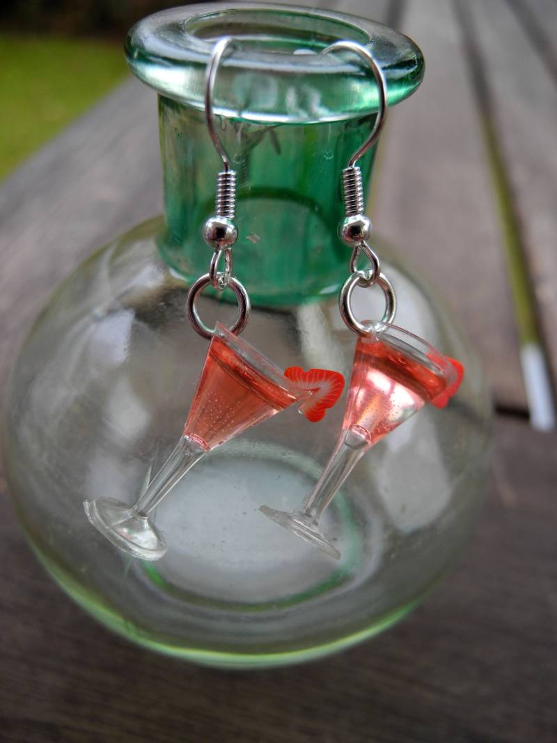 Erdbeere Cocktails - Hängeohrringe Aus Fimo Hand Made von PollyAndMore