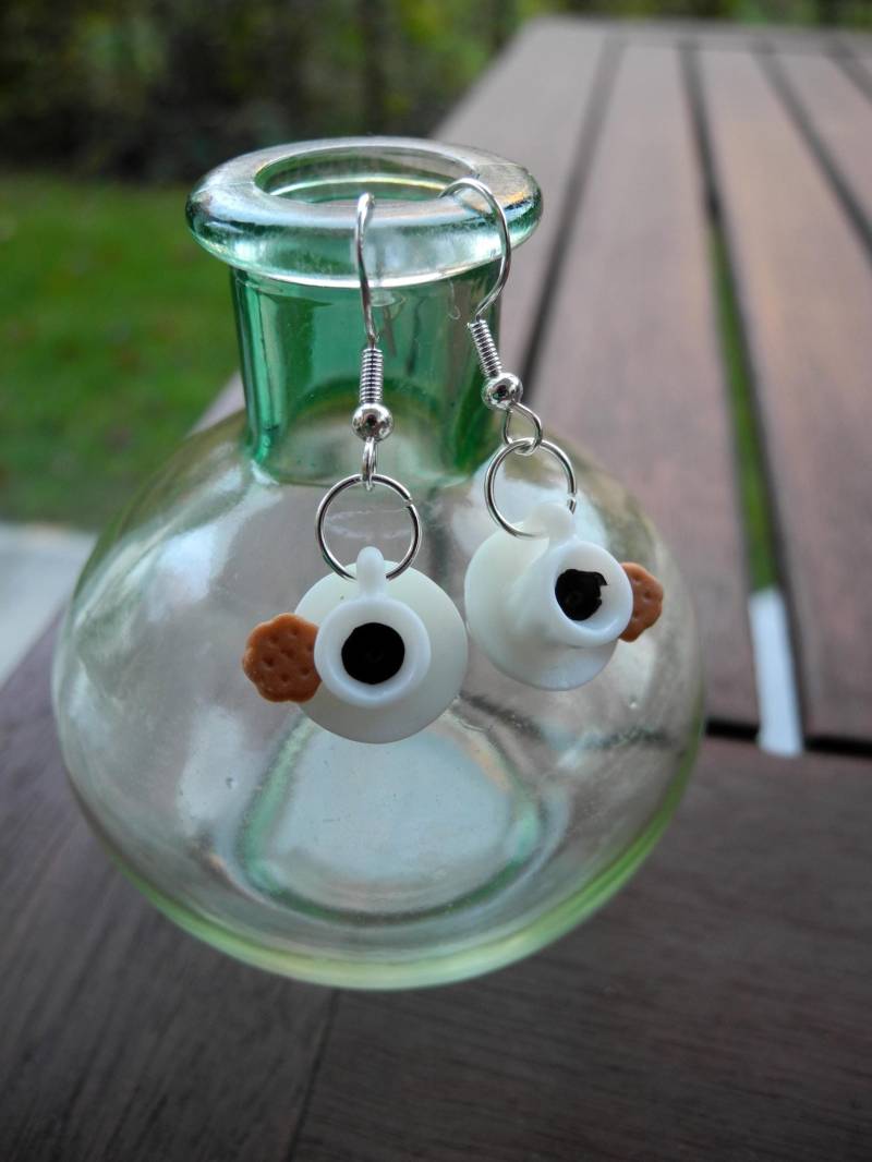 Espresso Mit Keks - Ohrringe Aus Fimo Hand Made von PollyAndMore
