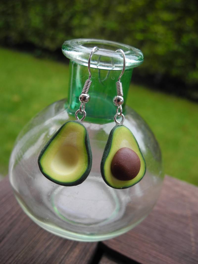 Gesunde Avocado - Ohrringe Aus Fimo Hand Made von PollyAndMore