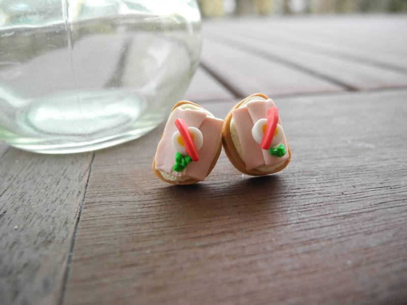Leckere Belegte Brote - Ohrstecker Aus Fimo Hand Made von PollyAndMore