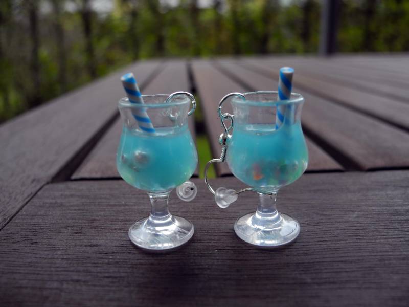 Leckere Blue-Cocktails - Ohrringe Aus Fimo Hand Made von PollyAndMore