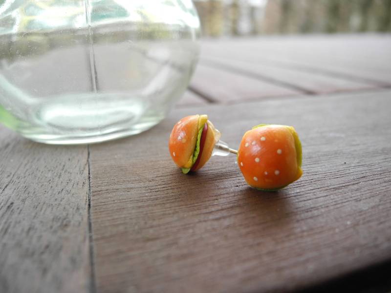 Leckere Burger - Ohrstecker Aus Fimo Hand Made von PollyAndMore
