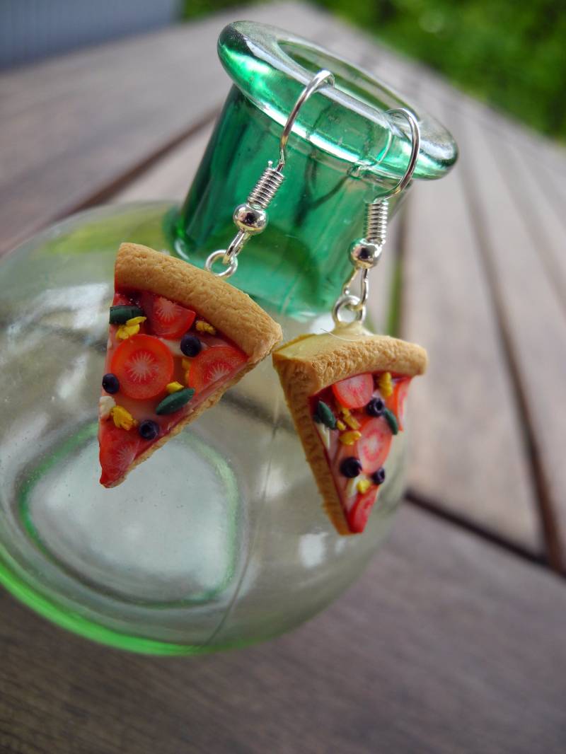 Leckere Pizza - Hängeohrringe Aus Fimo Hand Made von PollyAndMore