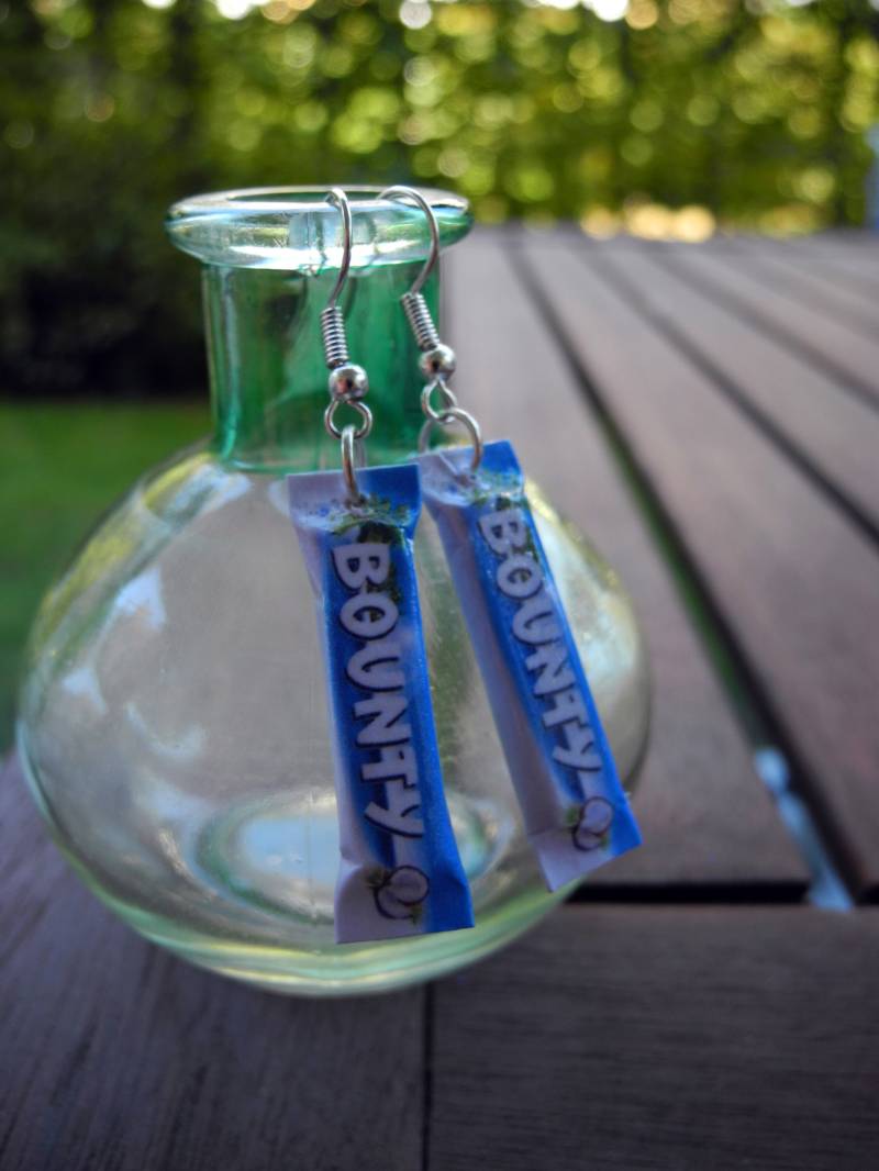 Leckere Schoko-Kokos Riegel - Hängeohrringe Aus Fimo Hand Made von PollyAndMore