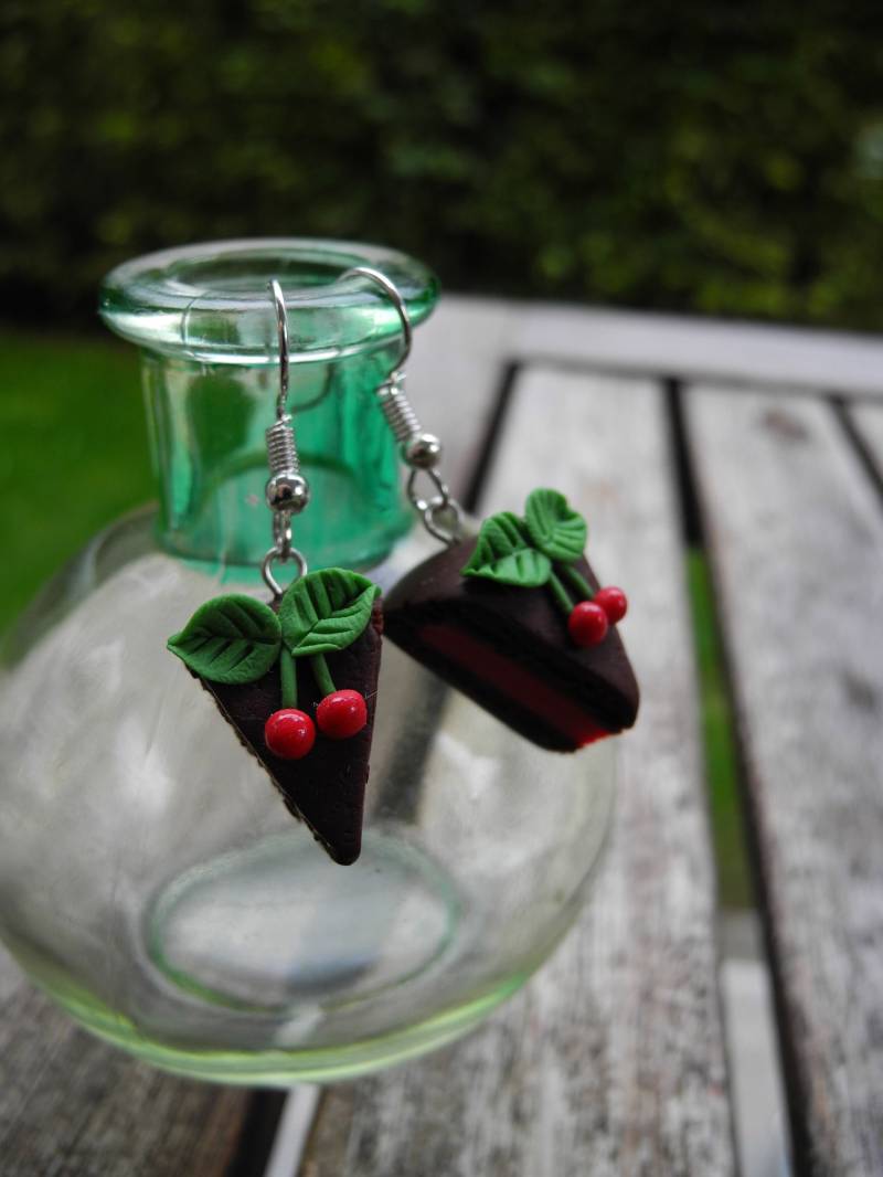Leckerer Kirschkuchen - Ohrringe Aus Fimo Hand Made von PollyAndMore