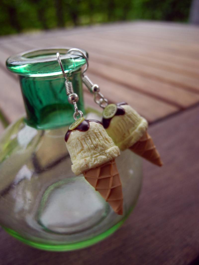 Leckeres Zitronen-Eis - Hängeohrringe Aus Fimo Hand Made von PollyAndMore