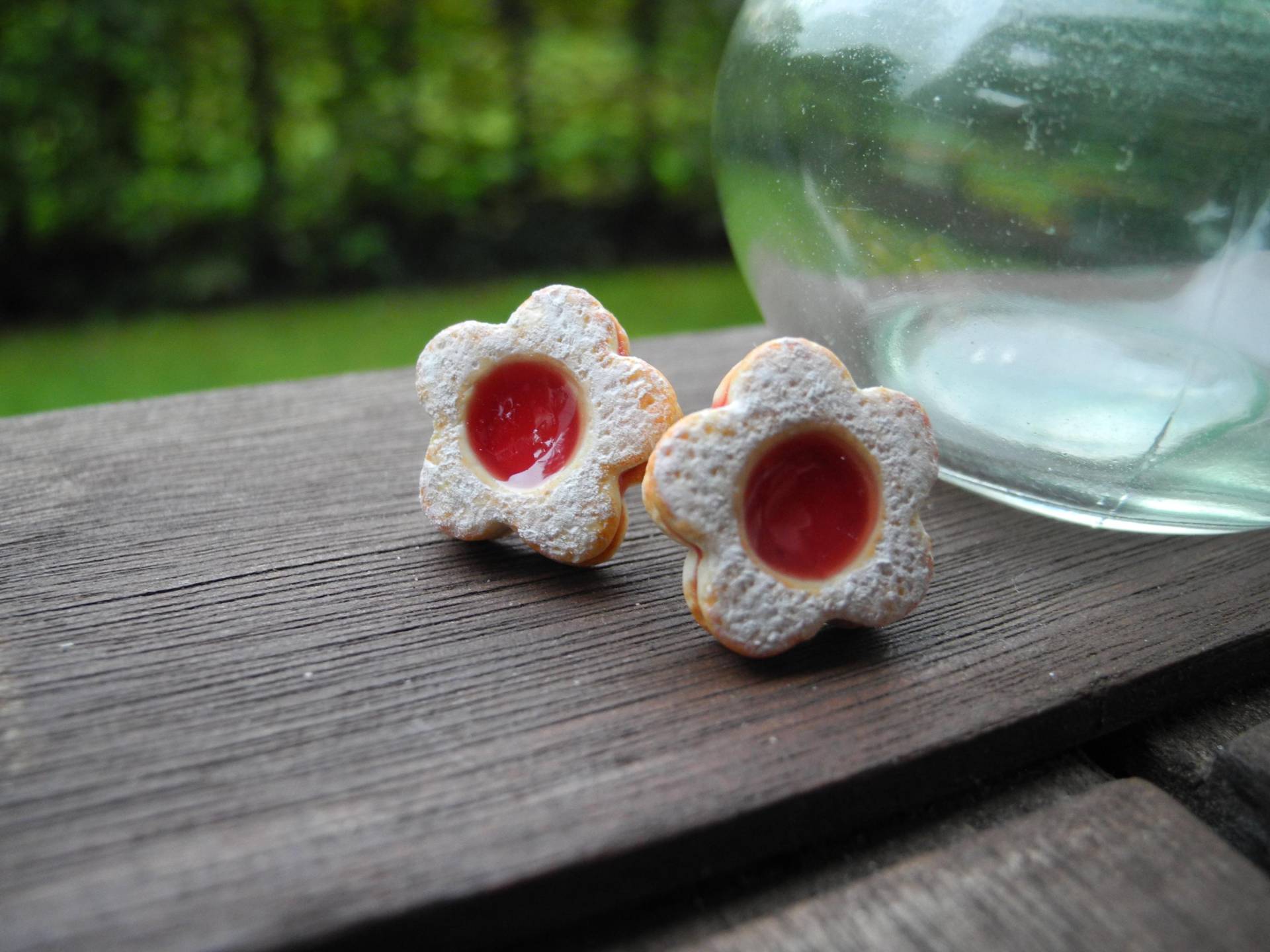 Linzer Augen - Blumen Ohrstecker Aus Fimo Hand Made von PollyAndMore
