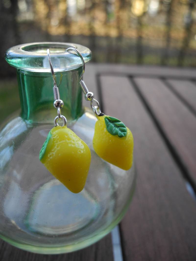 Saure Zitronen - Ohrringe Aus Fimo Hand Made von PollyAndMore