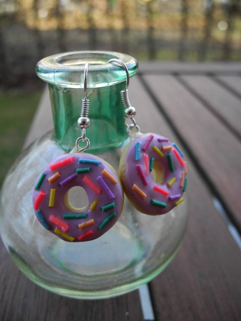 Süße Donuts - Hängeohrringe Aus Fimo Hand Made von PollyAndMore