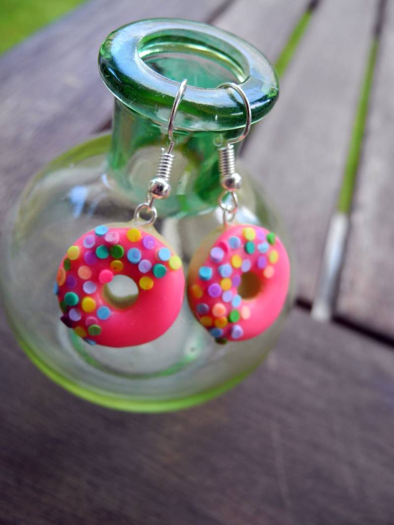 Süße Donuts - Hängeohrringe Aus Fimo Hand Made von PollyAndMore