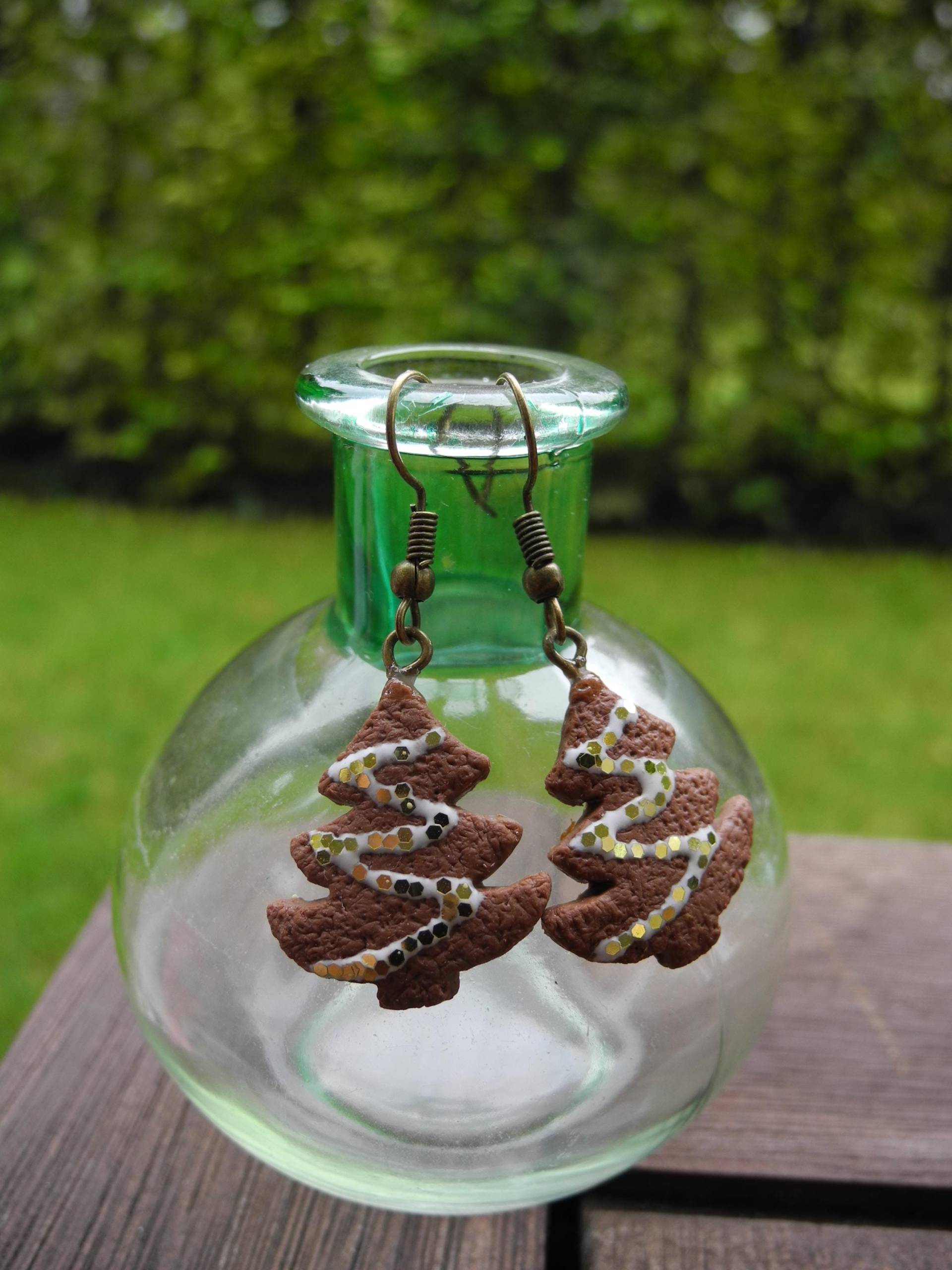 Süße Lebkuchenbäume - Hängeohrringe Aus Fimo Hand Made von PollyAndMore